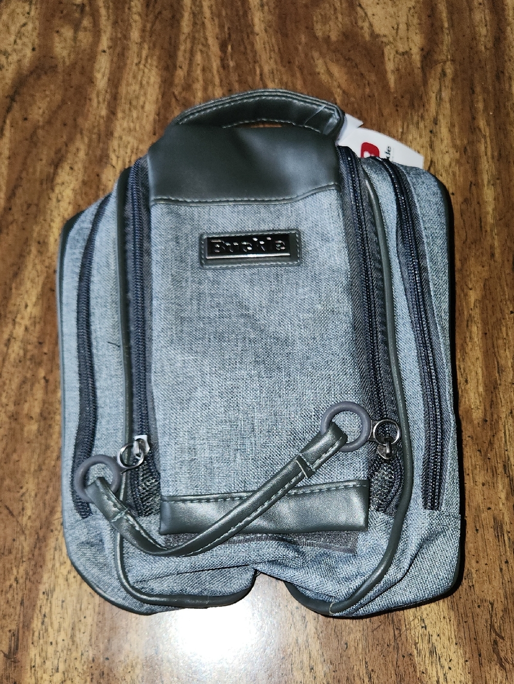 Buckle Gray Men's Toiletry Pouch with Top Handle